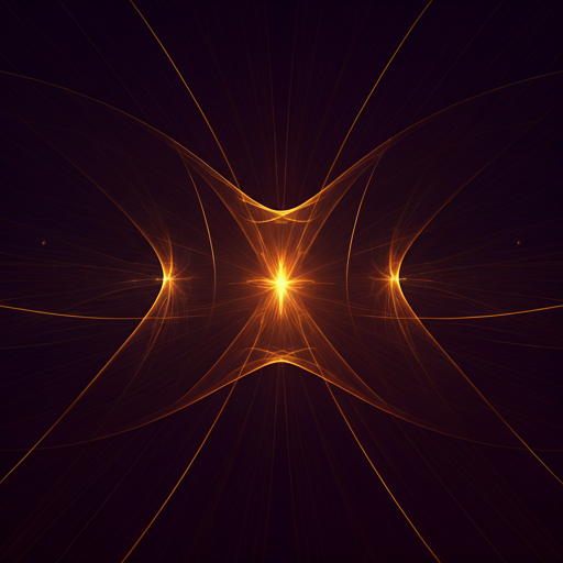 Abstract digital weave pattern with glowing golden lines on deep indigo — picloom brand motif
